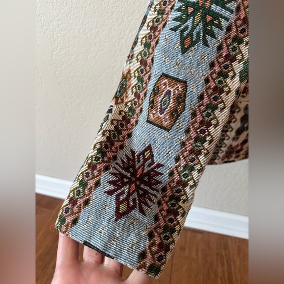 SOLD⚫️Vinatge 90's Bedford Fair Lifestyles Aztec Tapestry Jacket Size 16 - Picture 3 of 10